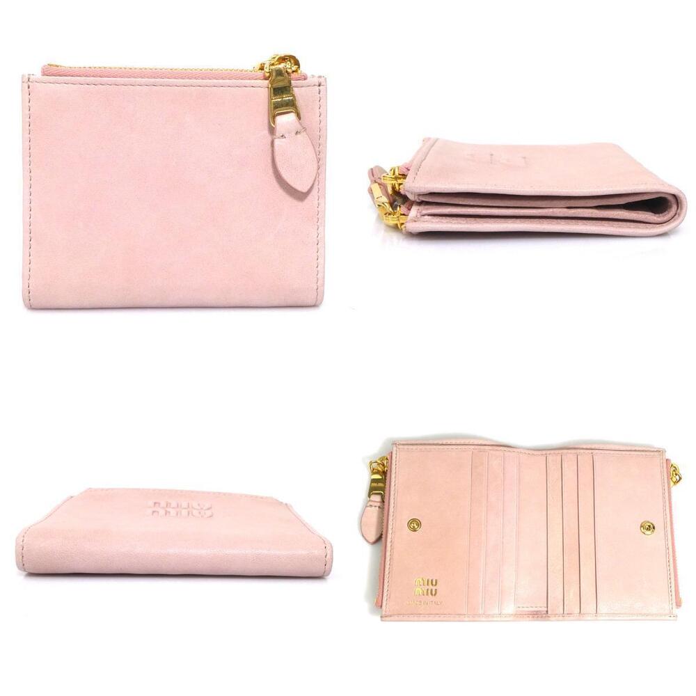 Miu Miu Wallet Pink fold Leather Bi Pink